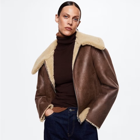 Mango Shearling Collared Jacket - Picture 7 of 9